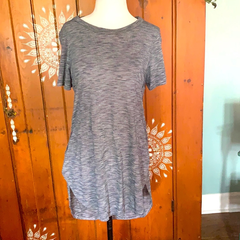 Gaze USA high-low semi sheer stripes tunic.